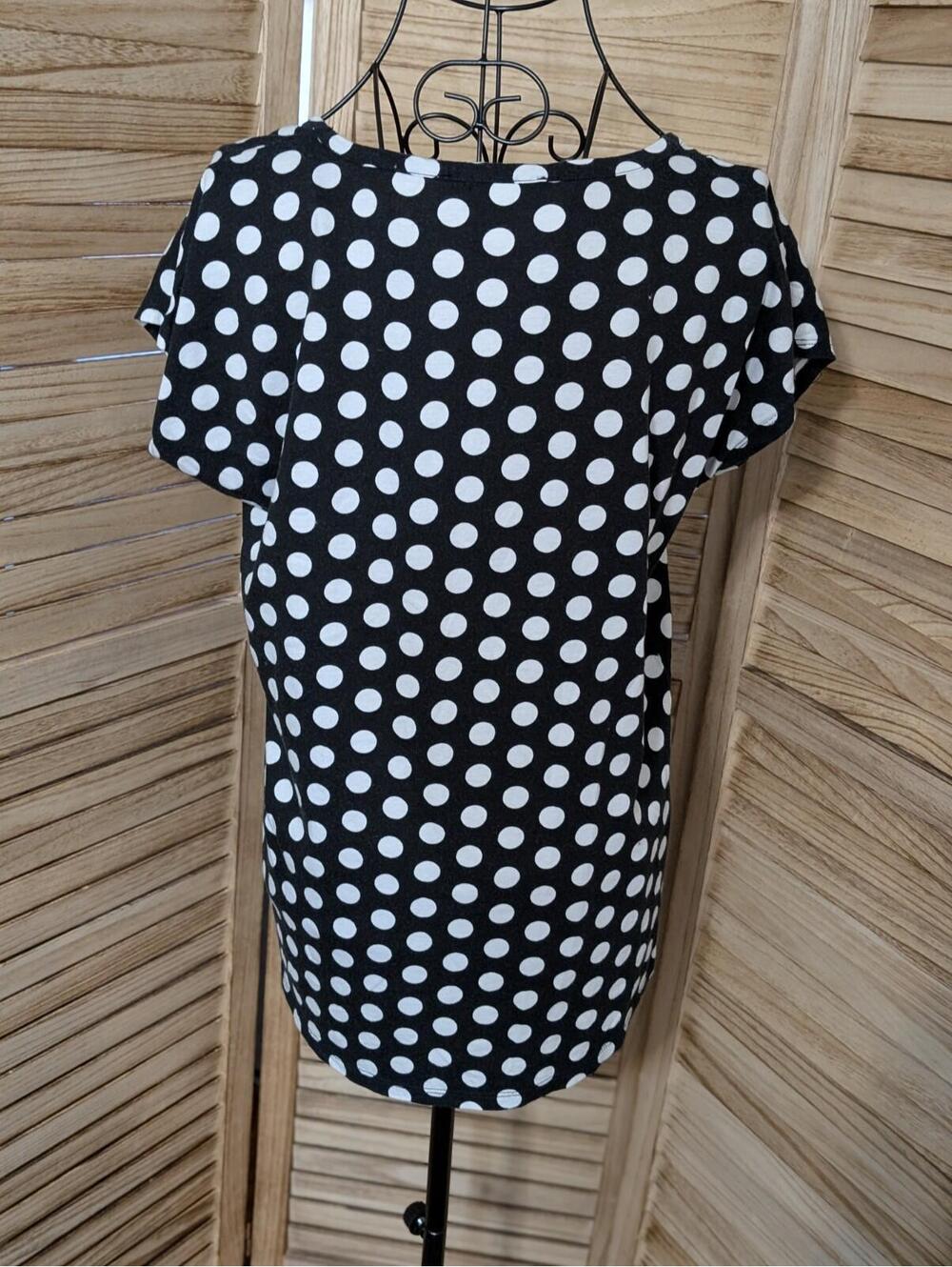 Michael Kors / Black Polka Dot Scoop Neck Sleeveless Knit T-Shirt Top / Size M - Picture 2 of 3